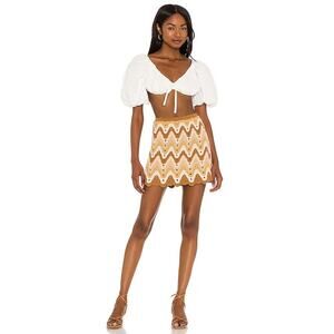 Free People Skirt Heat of the Moment Mini Dream Combo Large Crochet Boho Pull On